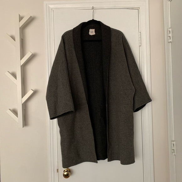 GAP Charcoal and Black Wool Blend Coat - Picture 6 of 6